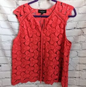 Red/orange crochet lace top